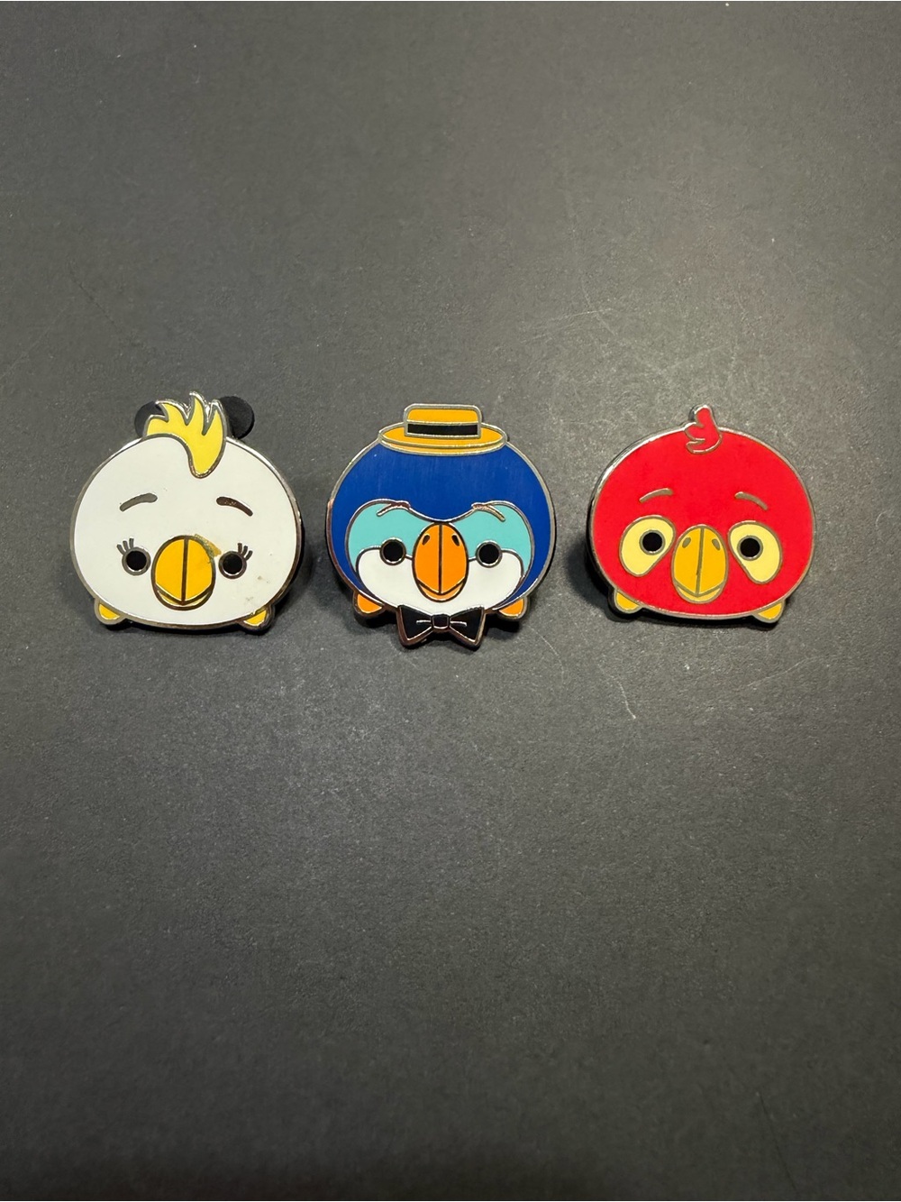 Disney Cute Bird Enamel Pin Trio - White, Blue & Red